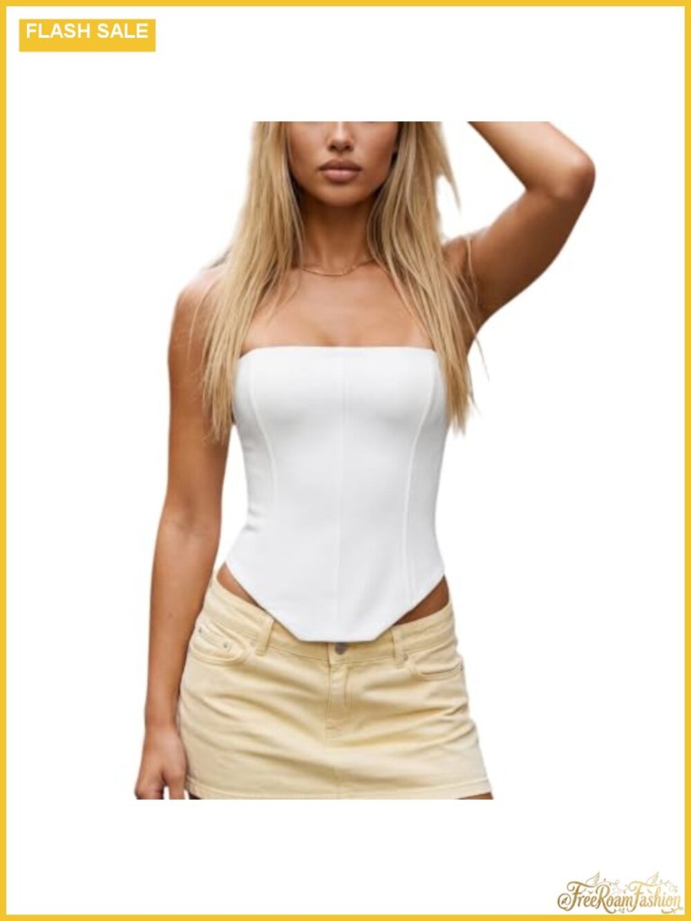 Women Y2K Strapless Corset Top Boned Bustier Tube Top